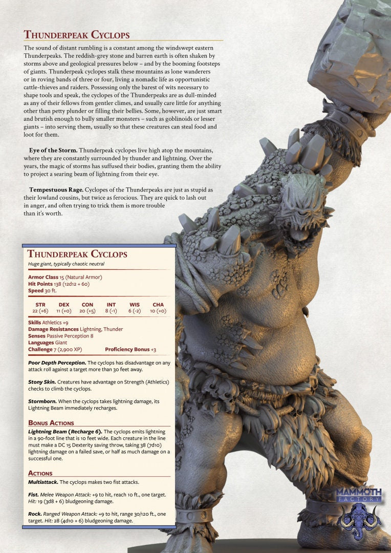 Thunderpeak Cyclops | Mammoth Factory | RESIN | Fantasy | DnD | RPG | Tabletop | Gaming Miniatures | Boss
