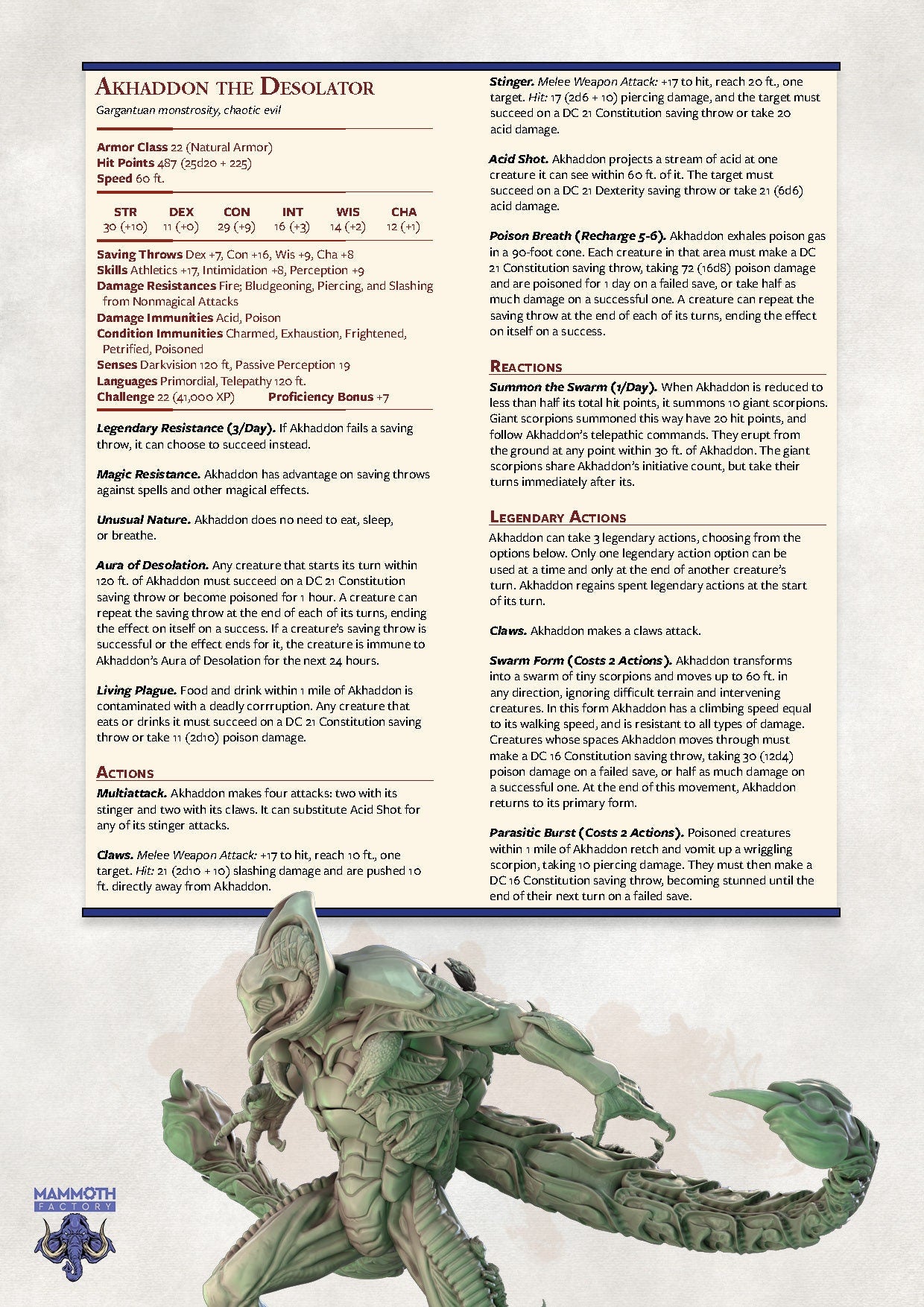 Akhaddon | Mammoth Factory | RESIN | Fantasy | DnD | RPG | Tabletop | Gaming Miniatures