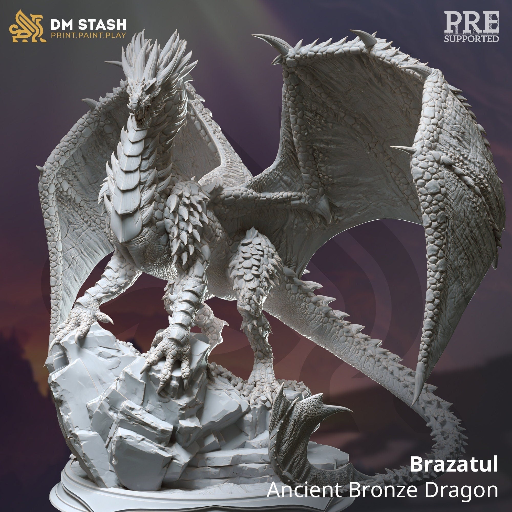 Brazatul - Ancient Bronze Dragon | DM Stash | The Dragon Pack | RESIN | Fantasy | DnD | RPG | Tabletop | Gaming | Miniatures