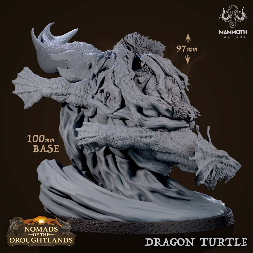 Dragon turtle figure with detailed design on a dark background, featuring 'Mammoth Factory' branding.