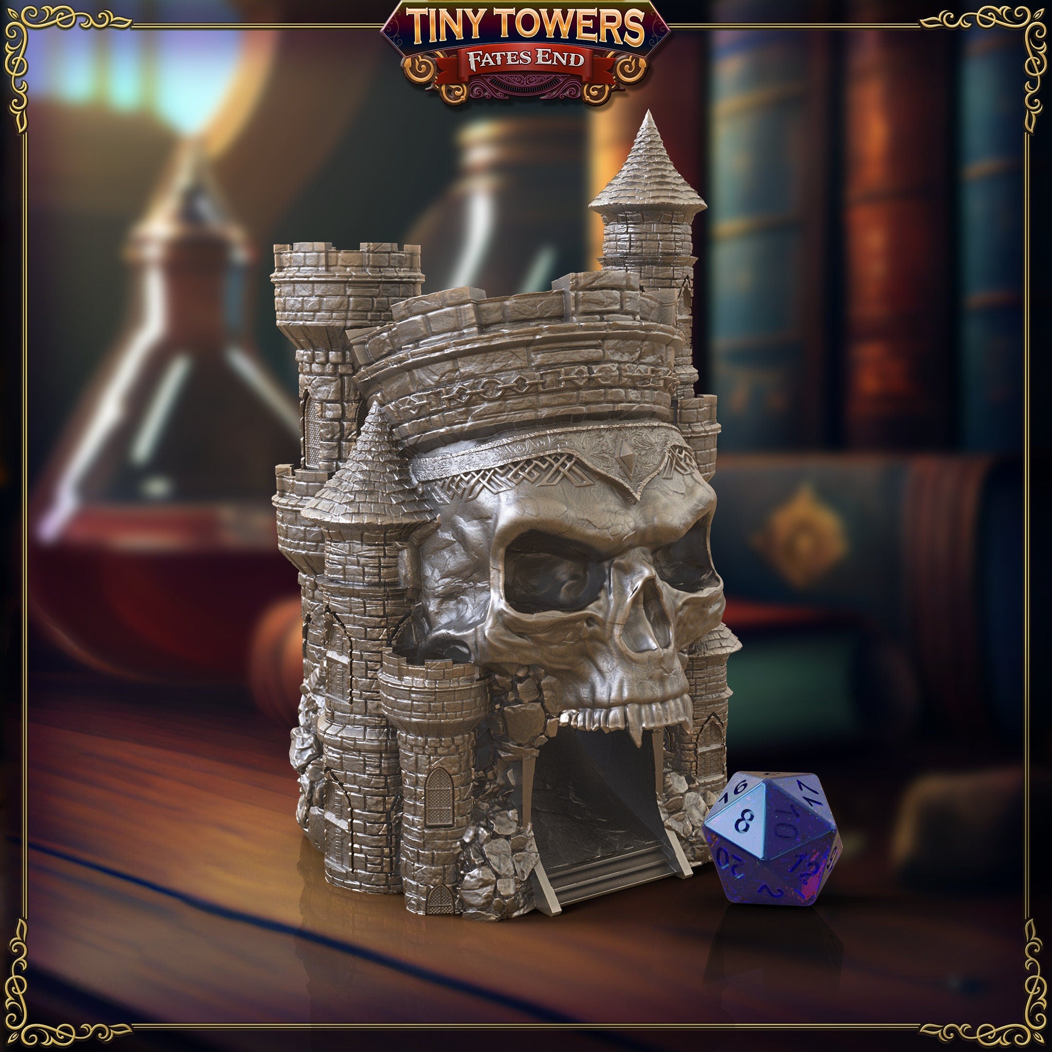 Skull Citadel Mini Dice Tower | Fates End | 3D Printed PLA | Fantasy | DnD | RPG | Tabletop | Roleplay Gaming Miniatures | Terrain