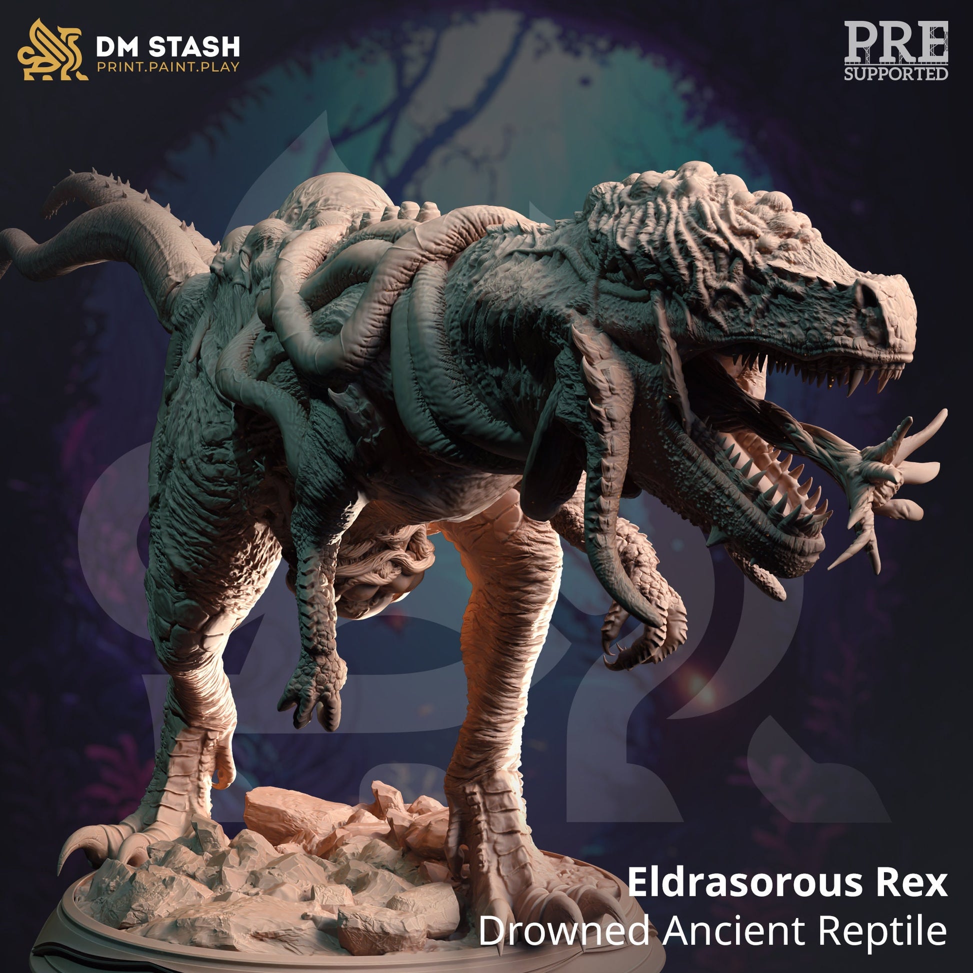 Eldrasorous Rex - Drowned Ancient Reptile | DM Stash | Arisen Depths | RESIN | Fantasy | DnD | RPG | Tabletop | Miniatures | Water Campaign