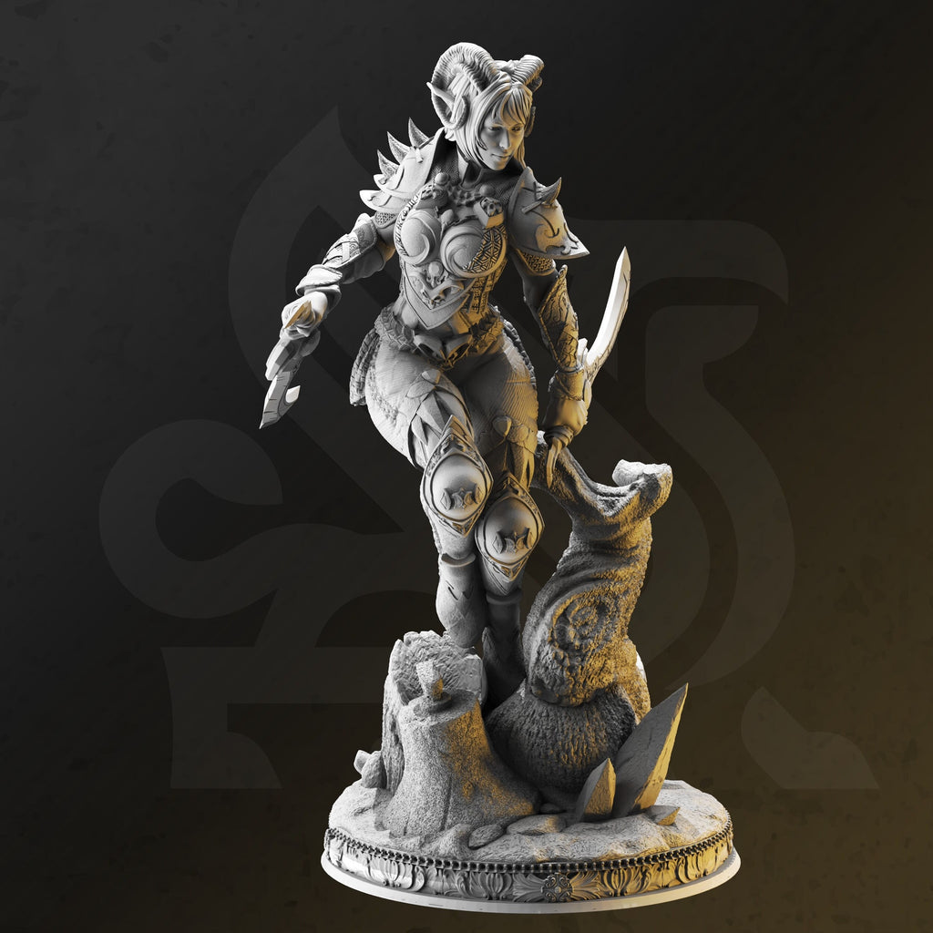 Orlena | DM Stash | Stash | Fantasy  DnD | RPG | Tabletop | Gaming | Miniatures | Character Model | Female Fighter | Female Demon
