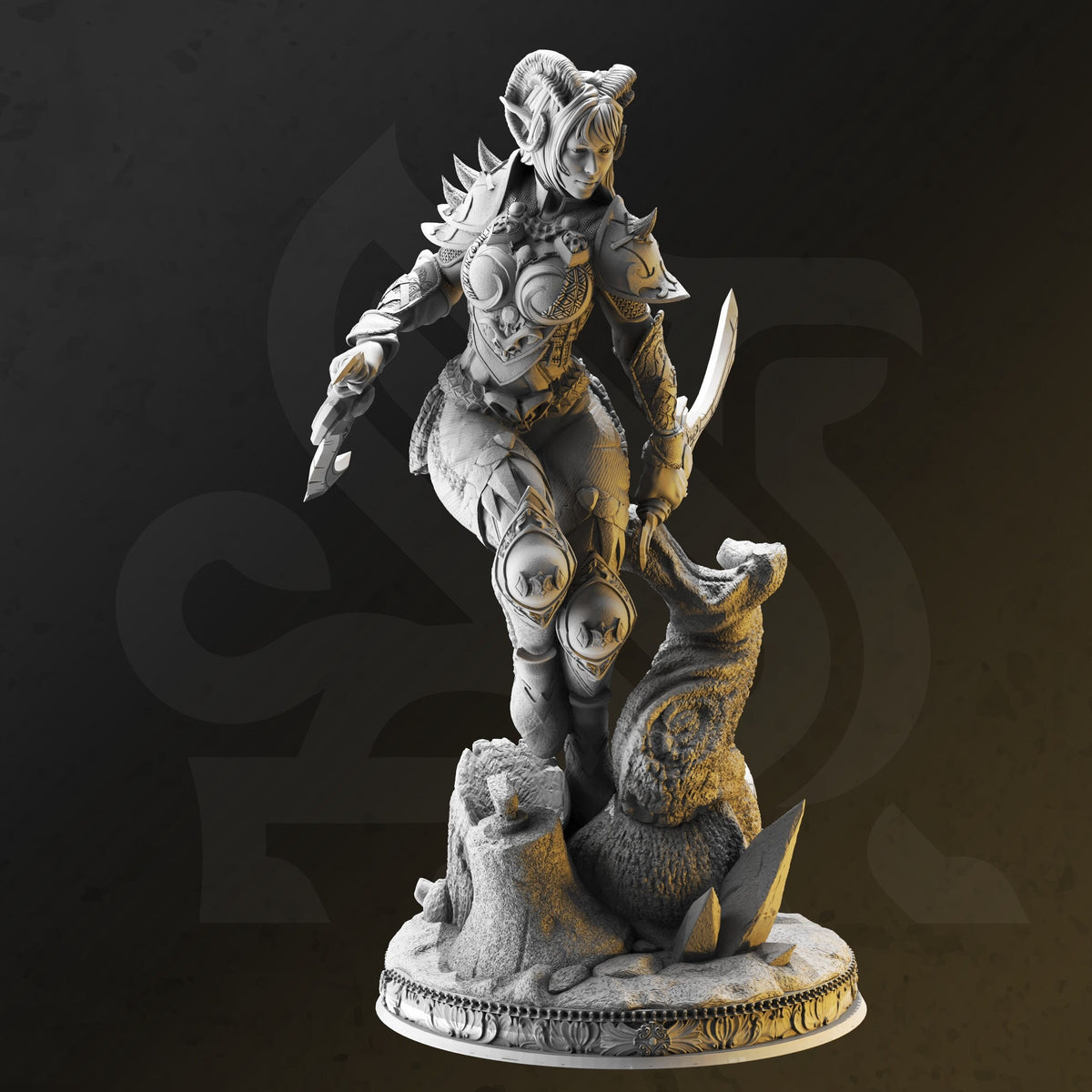 Orlena | DM Stash | Stash | Fantasy  DnD | RPG | Tabletop | Gaming | Miniatures | Character Model | Female Fighter | Female Demon