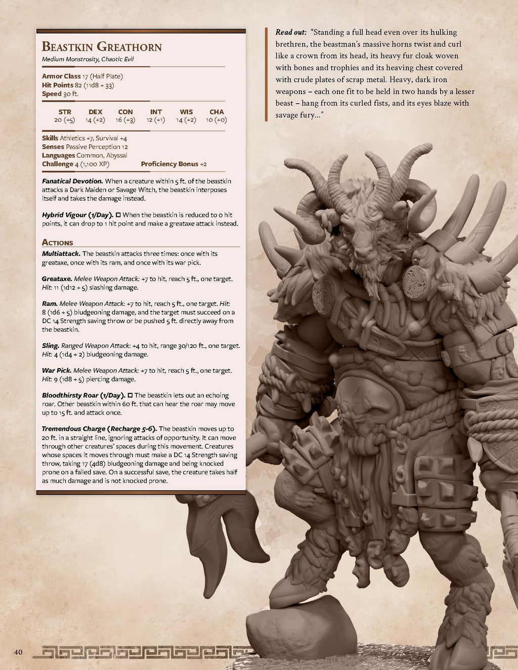 Beastkin Greathorn | Mammoth Factory | Mark of the Beast | RESIN | Fantasy | DnD | RPG | Tabletop | Gaming Miniatures | Monster