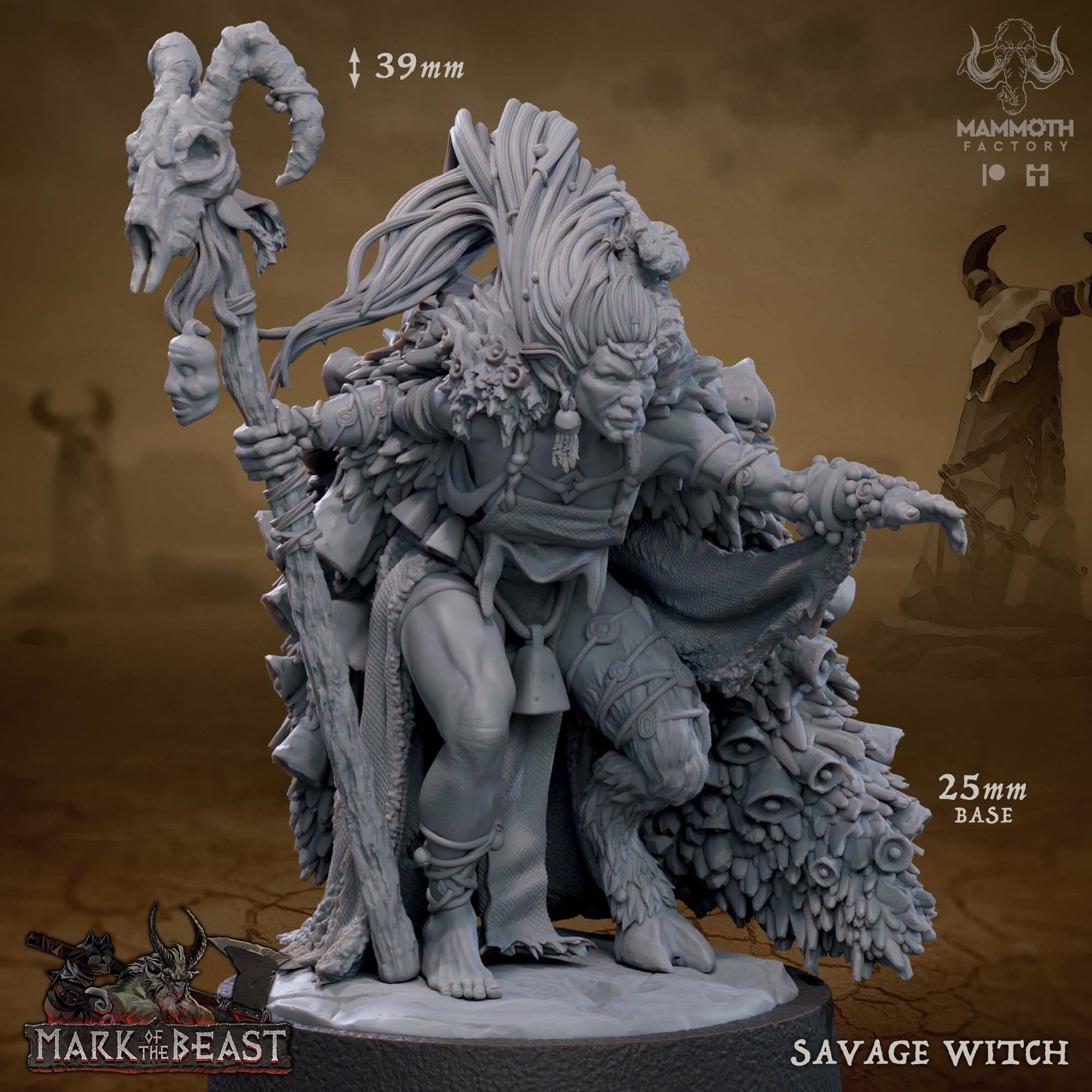 Savage Witch | Mammoth Factory | Mark of the Beast | RESIN | Fantasy | DnD | RPG | Tabletop | Gaming Miniatures | Monster