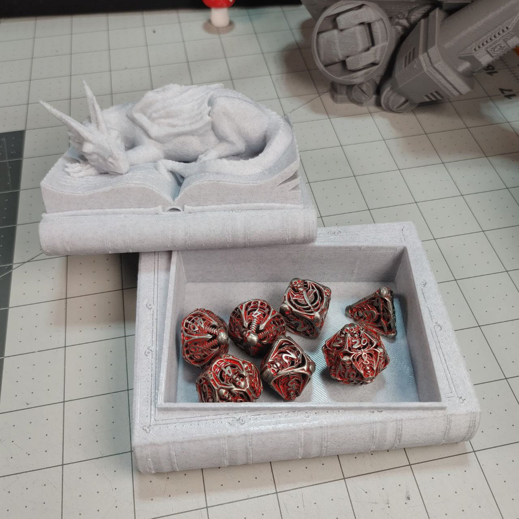 Book Dragon Dice Jail or Vault | Fates End |  Fantasy | DnD | RPG | Roleplay Gaming | MTG Magic Card Box | Jewelry Box