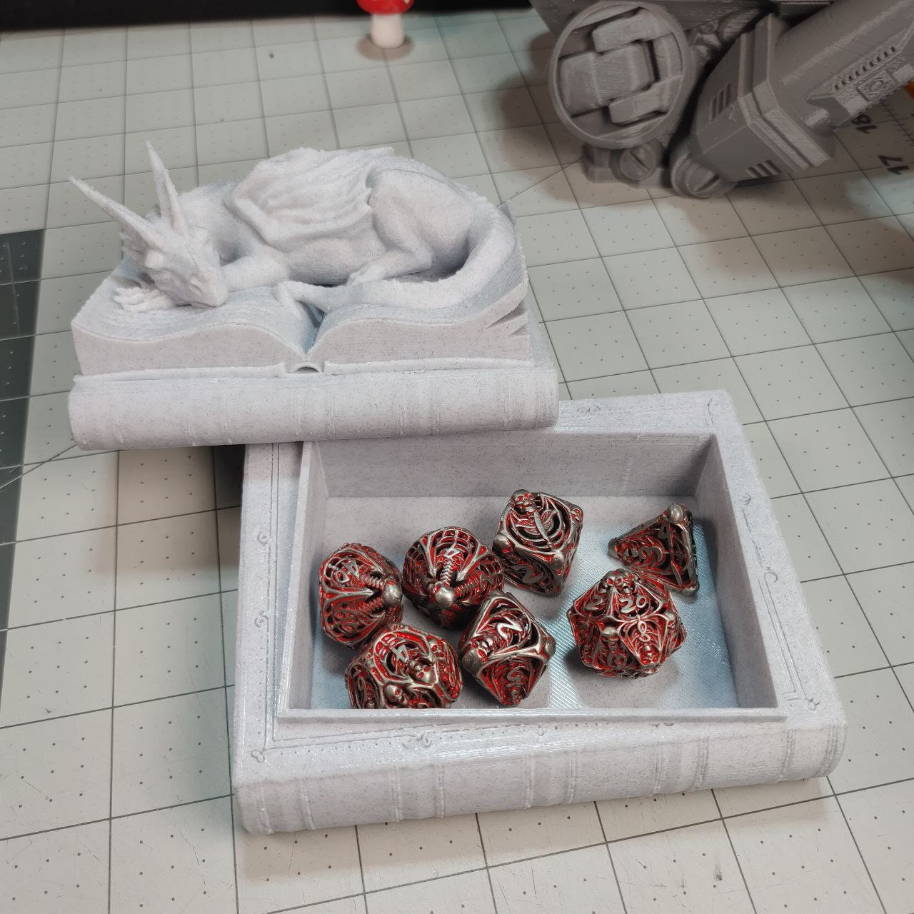 Book Dragon Dice Jail or Vault | Fates End |  Fantasy | DnD | RPG | Roleplay Gaming | MTG Magic Card Box | Jewelry Box