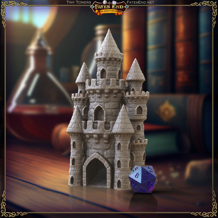 Sand Castle Mini Dice Tower | Fates End | 3D Printed PLA | Fantasy | DnD | RPG | Tabletop | Roleplay Gaming Miniatures | Terrain