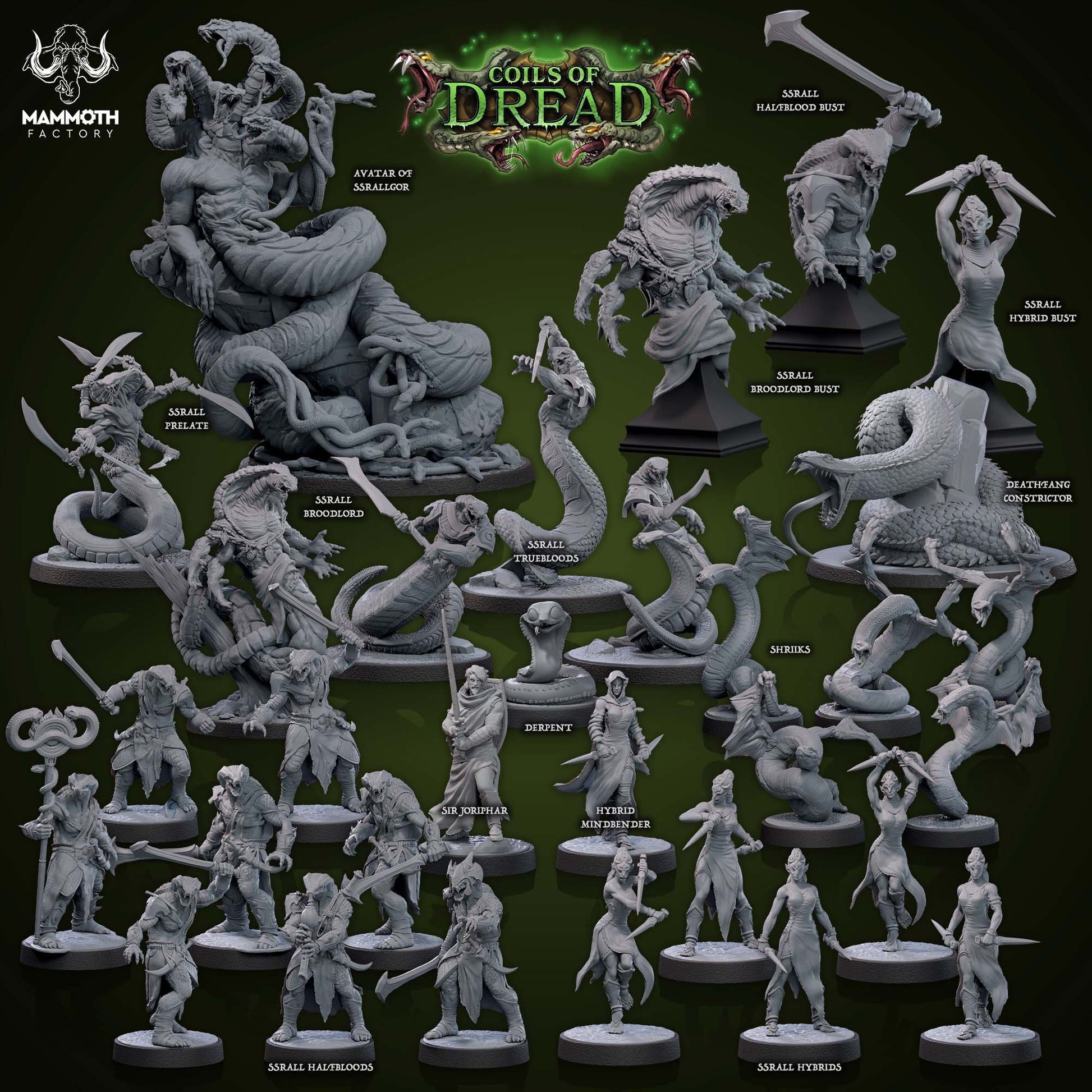 Avatar of Ssrallgor | Mammoth Factory | Coils of Dread | RESIN | Fantasy | DnD | RPG | Tabletop | Gaming Miniatures | Snake Creature
