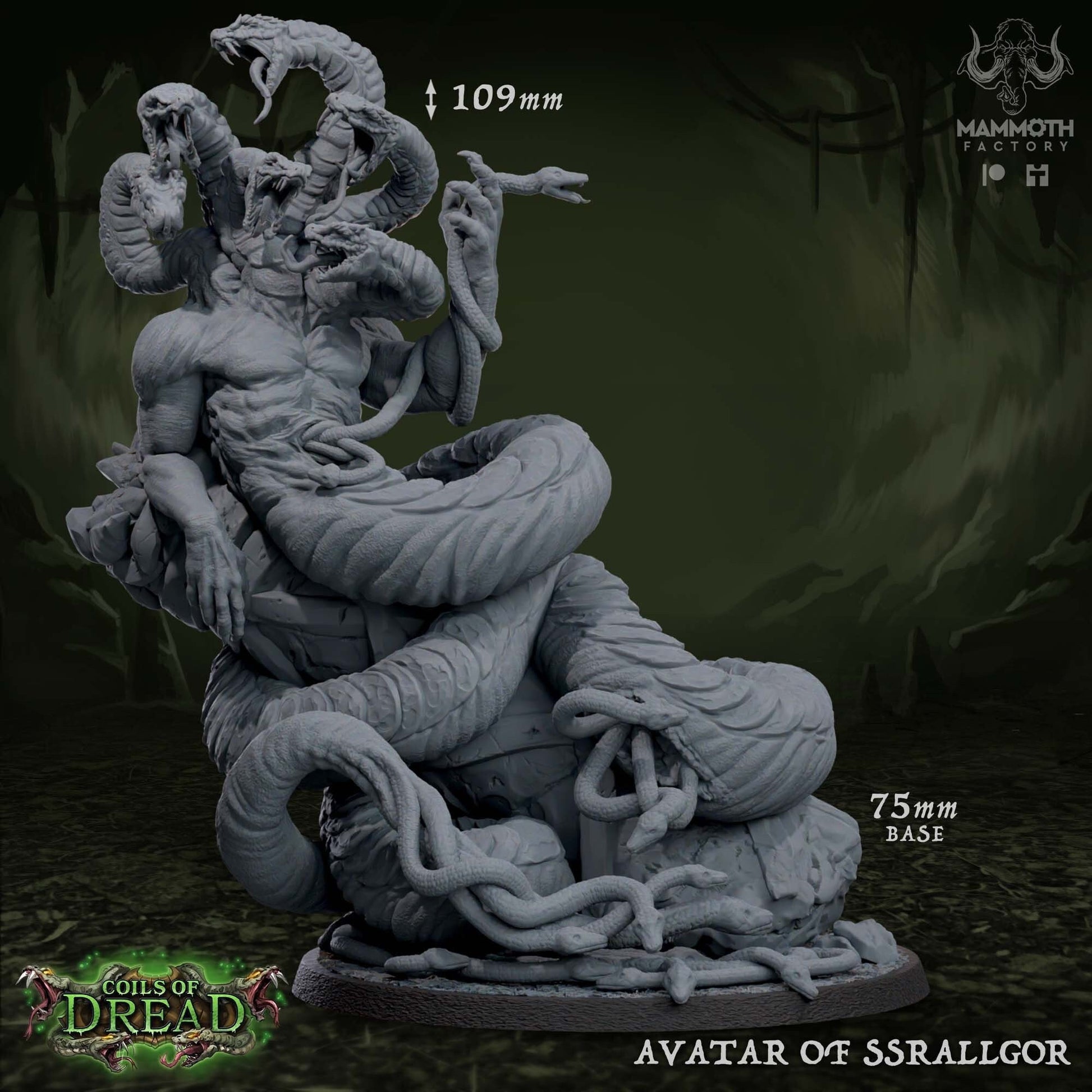 Avatar of Ssrallgor | Mammoth Factory | Coils of Dread | RESIN | Fantasy | DnD | RPG | Tabletop | Gaming Miniatures | Snake Creature