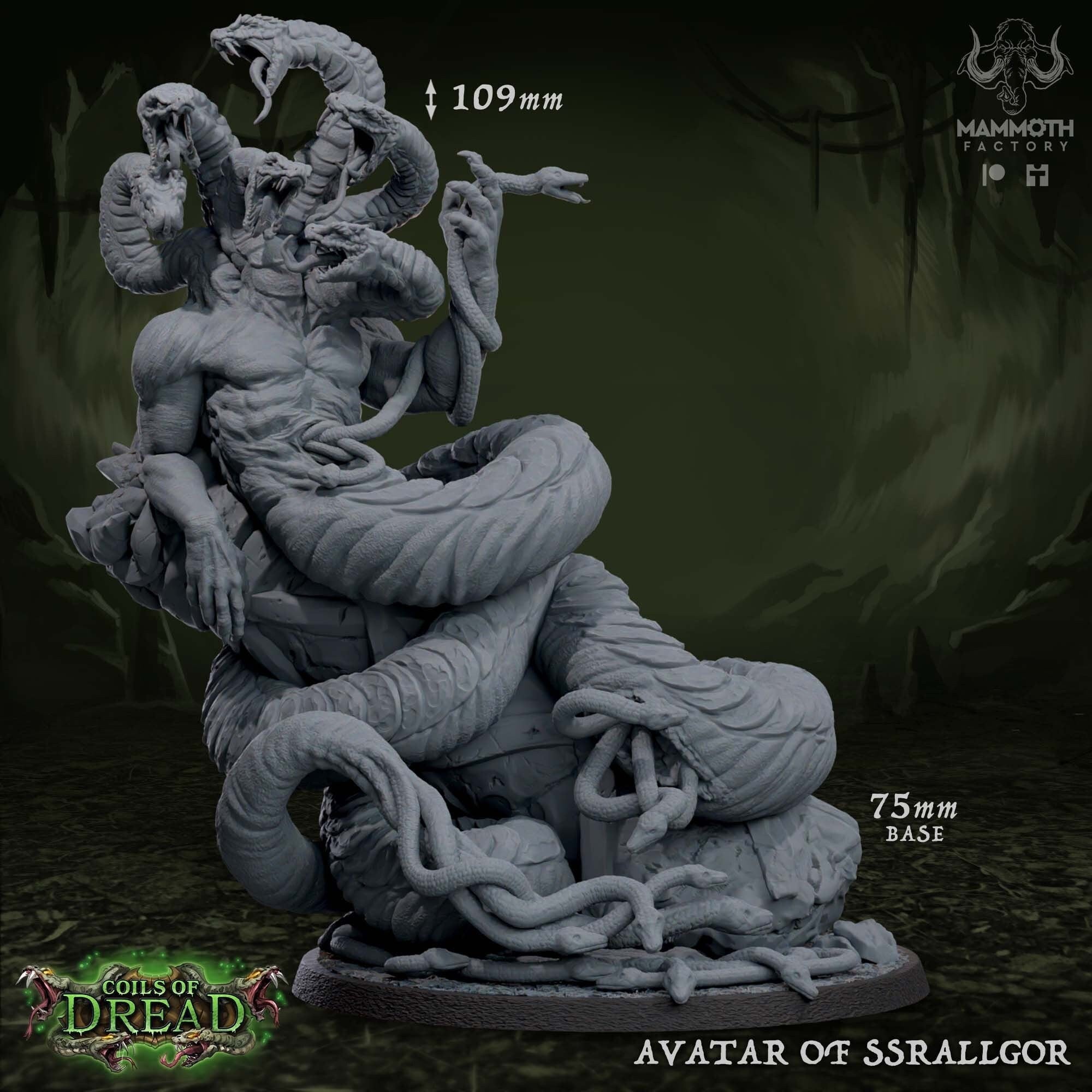 Avatar of Ssrallgor | Mammoth Factory | Coils of Dread | RESIN | Fantasy | DnD | RPG | Tabletop | Gaming Miniatures | Snake Creature