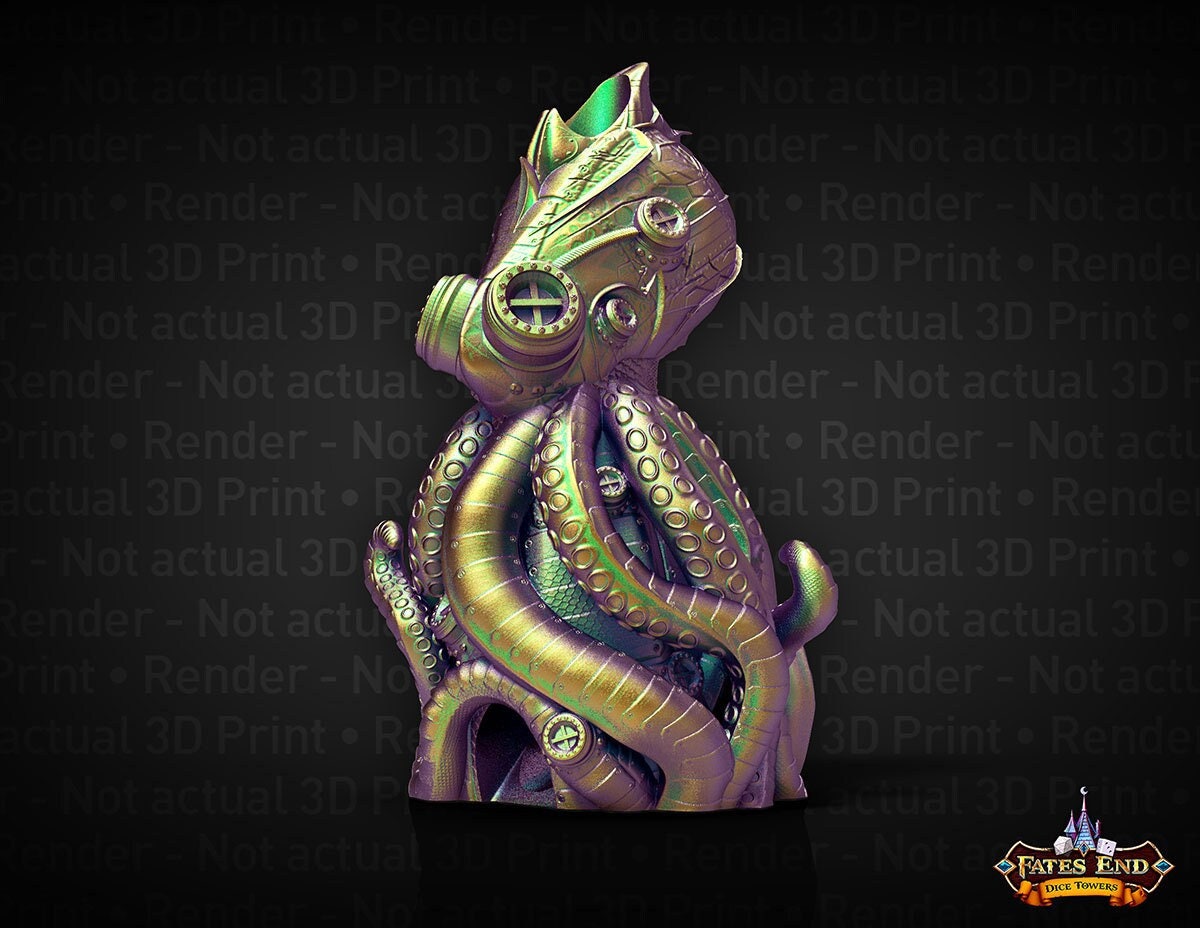 Octopunk Dice Tower/BBEG Mini | Fates End |  Fantasy | DnD | RPG | Tabletop | Roleplay Gaming Miniatures | Terrain