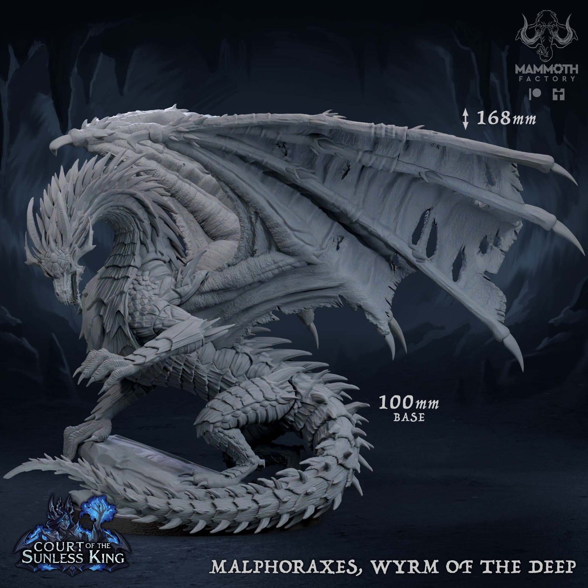 Malphoraxes, Wyrm of the Deep | Mammoth Factory | Court of the Sunless King | RESIN | Fantasy | DnD | RPG | Tabletop | Miniature | Dragon