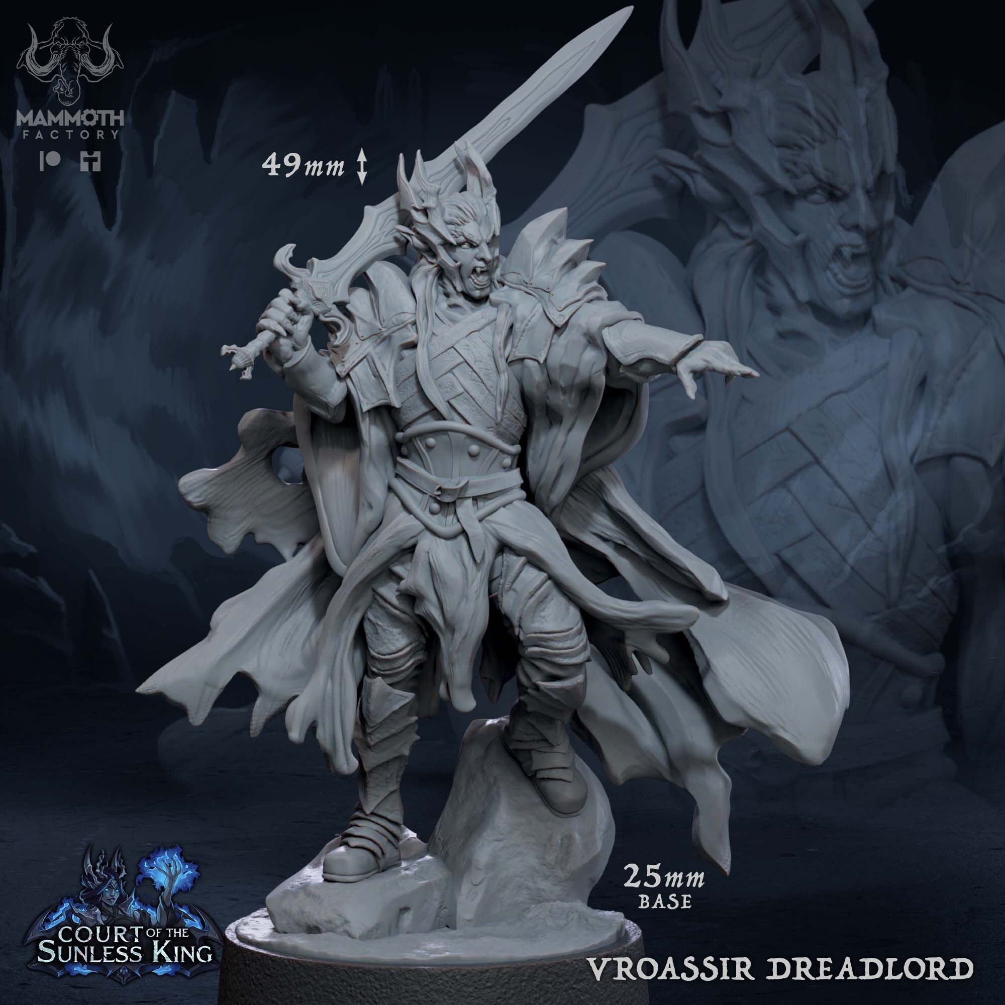Vroassir Dreadlord | Mammoth Factory | Court of the Sunless King | RESIN | Fantasy | DnD | RPG | Tabletop | Miniature | Character Model