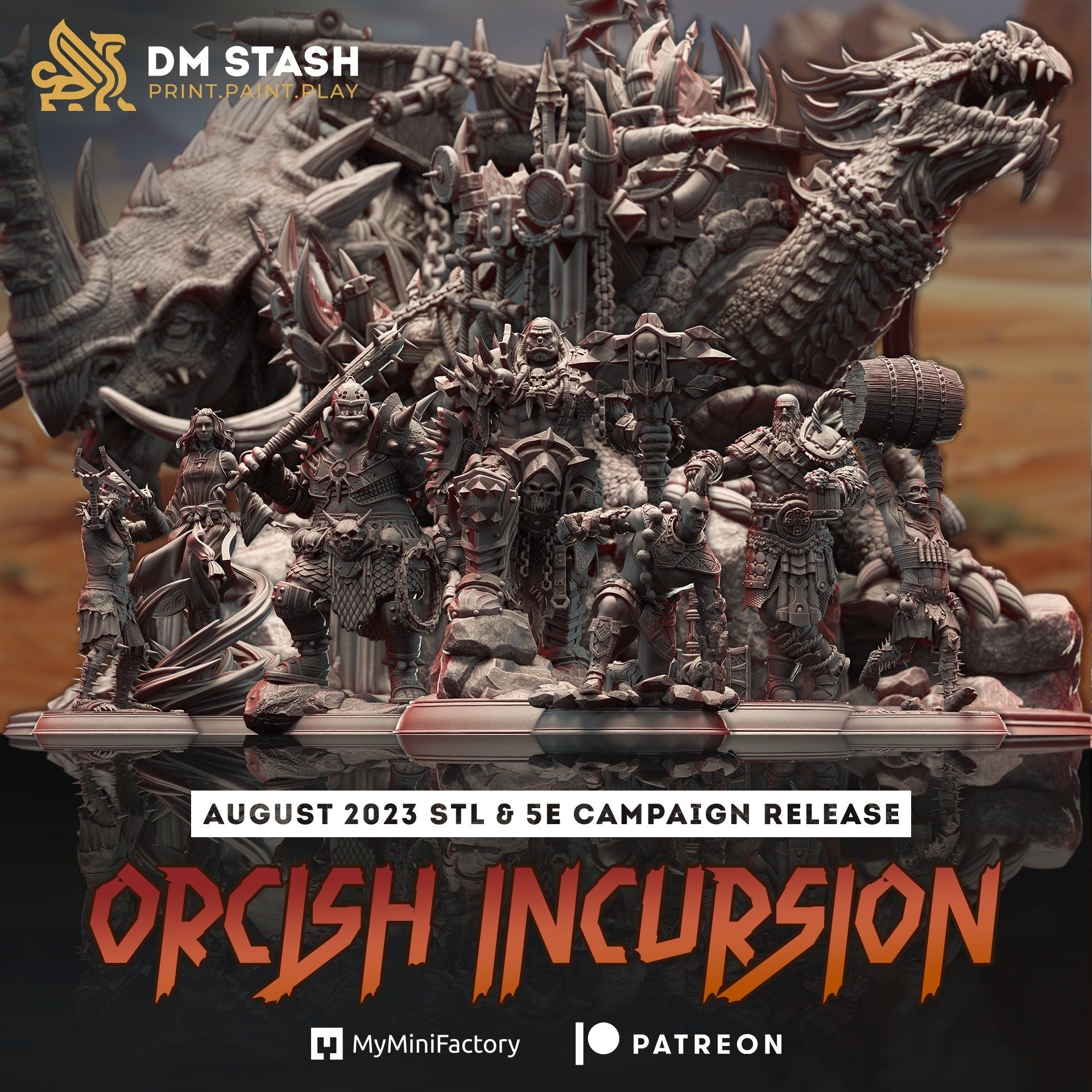 Goragora - Great Orcish War Beast | DM Stash | Orcish Incursion | RESIN | Fantasy | DnD | RPG | Tabletop | Miniature | War Mount | War Beast