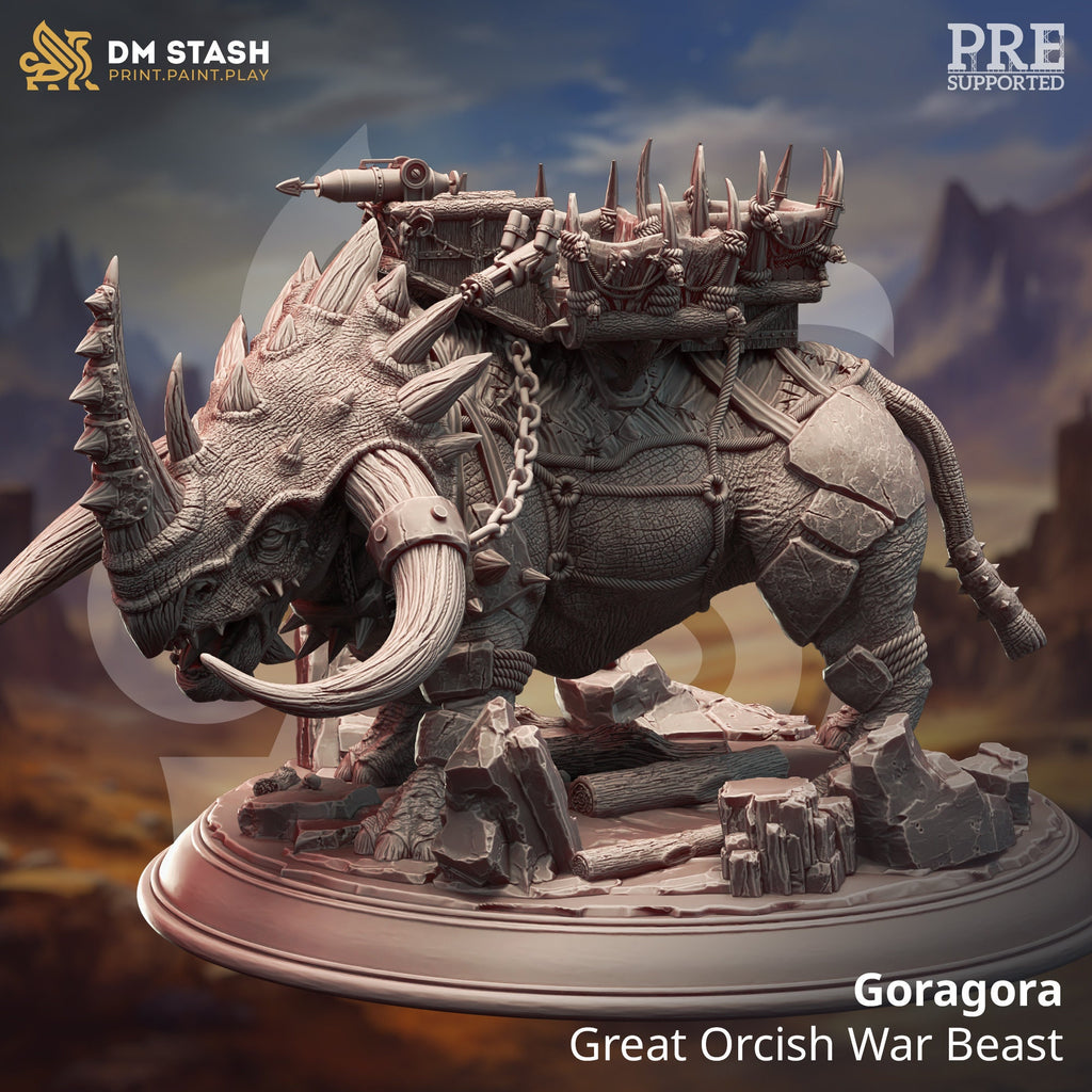 Goragora - Great Orcish War Beast | DM Stash | Orcish Incursion | RESIN | Fantasy | DnD | RPG | Tabletop | Miniature | War Mount | War Beast