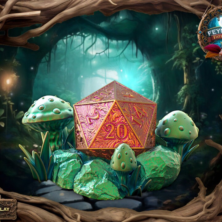 Feymoon D20 Display Dice Jail or Vault | Fates End | 3D Print | Fantasy| DnD | RPG | Roleplay Games | Dice Holder | D20 Holder