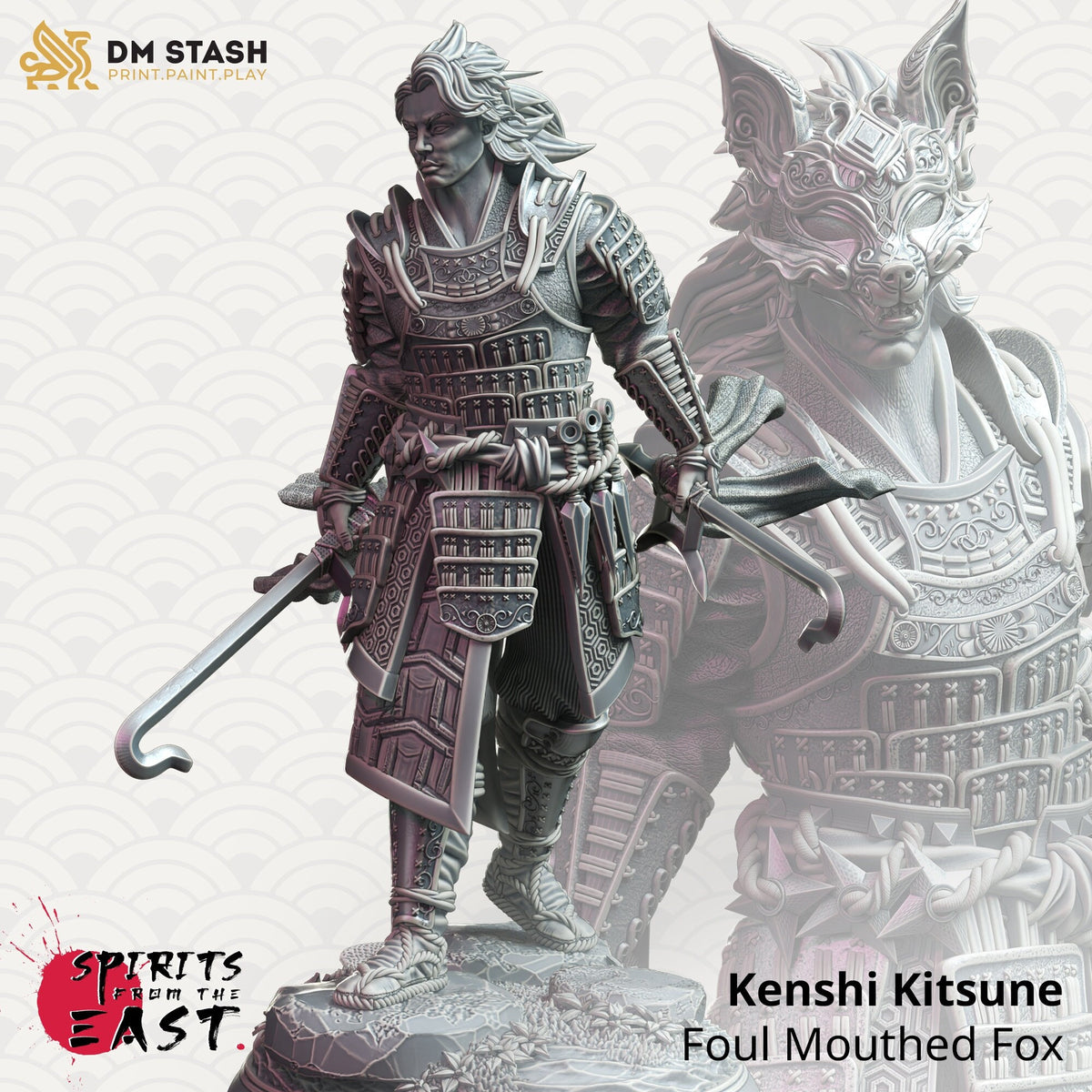 Kenshi Kitsune - Foul Mouthed Fox | DM Stash | Spirits from the East | Fantasy | DnD | RPG | Tabletop | Miniatures | Character Model