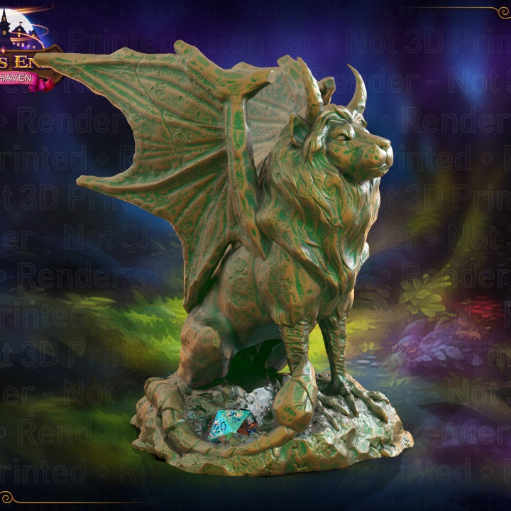 Statue of Orus Dice Tower | Fates End | 3D Print | Fantasy| DnD | RPG | Roleplay Games | Manticore