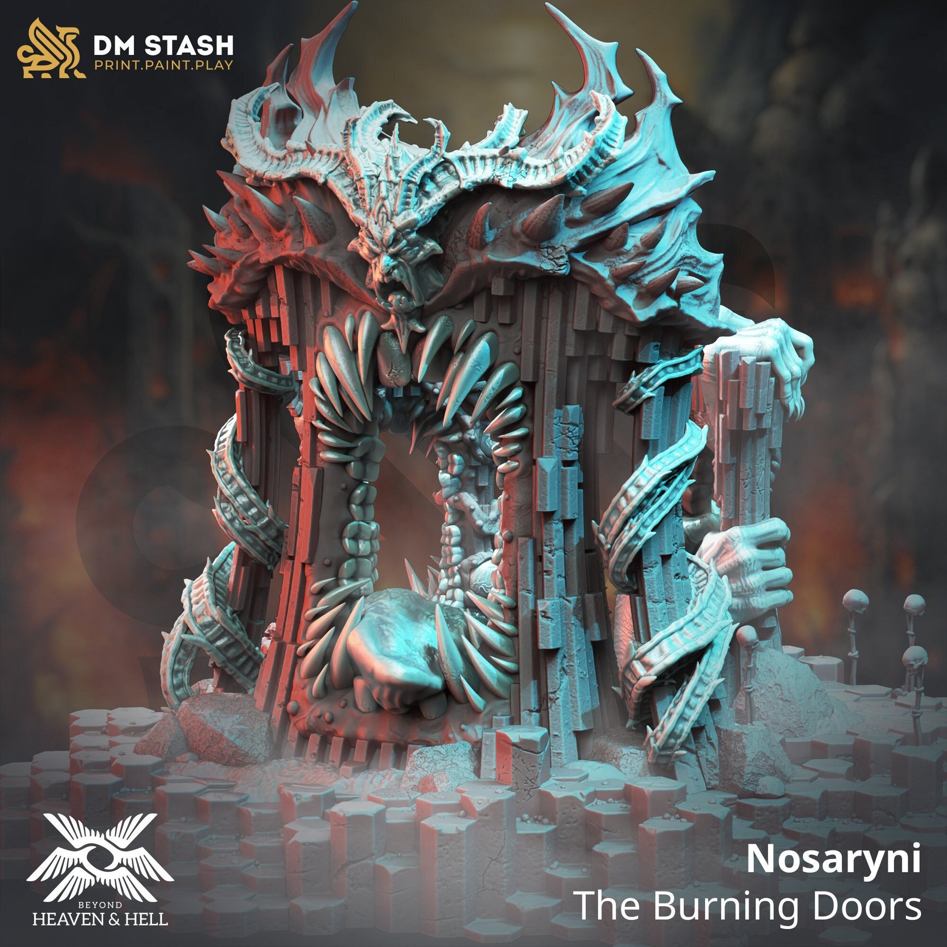 Nosaryni - The Burning Doors | DM Stash | Beyond Heaven & Hell | Resin | Fantasy | DnD | RPG | Tabletop | Miniature | Portal | Terrain