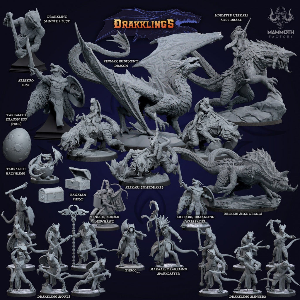 Maraak Drakkling Sparkcaster | Mammoth Factory | Drakklings of Dragon's Keep | Fantasy | DnD | RPG| Tabletop| Miniature | Dragonborn