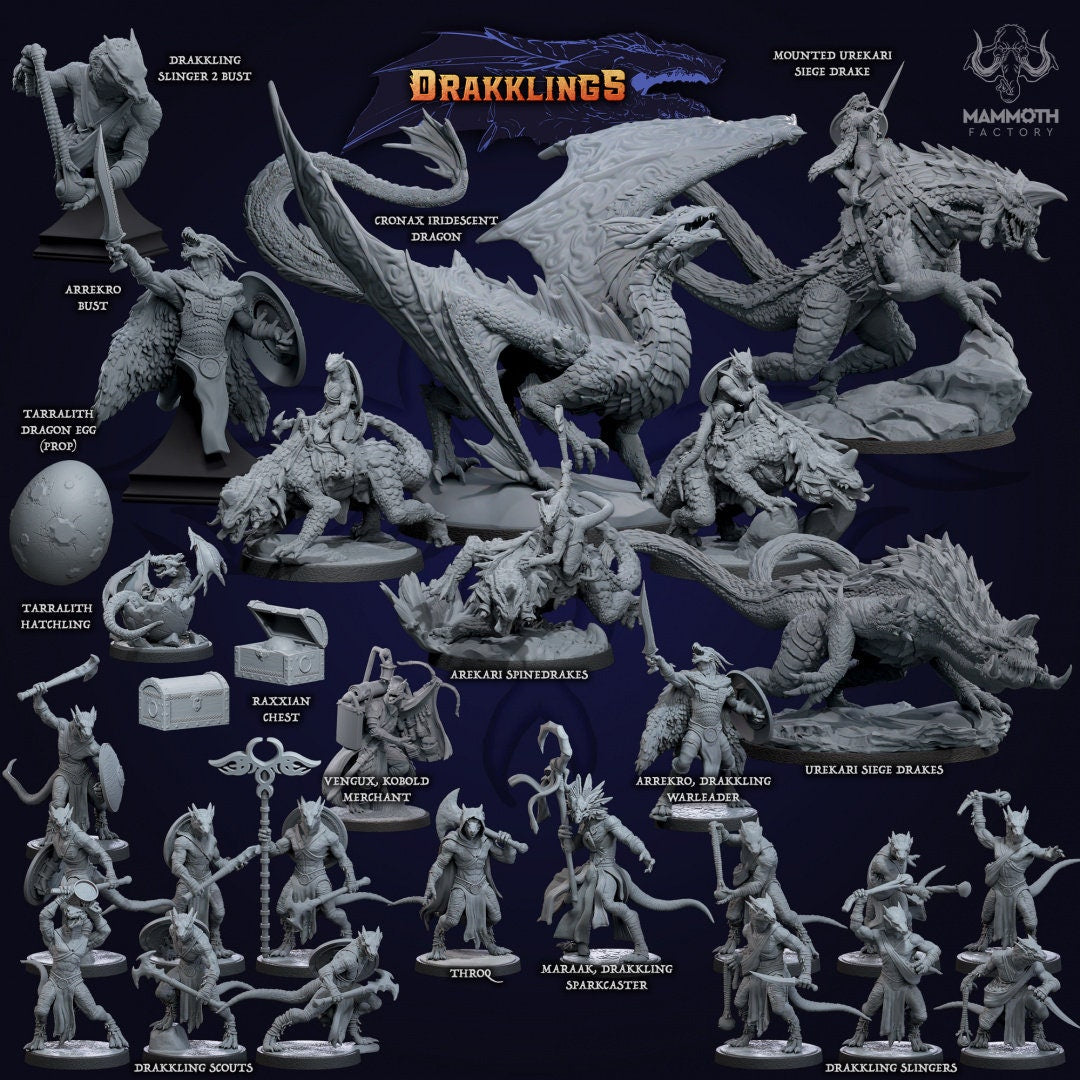 Maraak Drakkling Sparkcaster | Mammoth Factory | Drakklings of Dragon's Keep | Fantasy | DnD | RPG| Tabletop| Miniature | Dragonborn