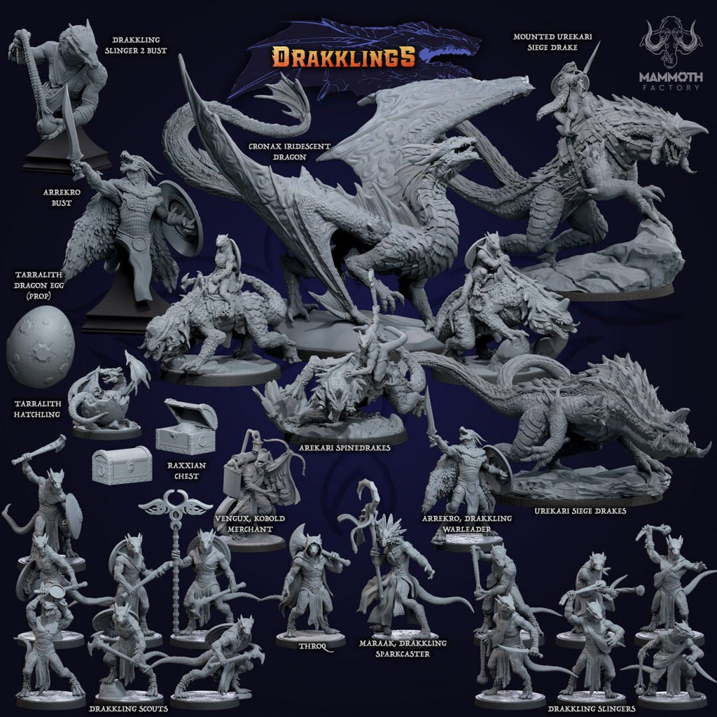 Maraak Drakkling Sparkcaster | Mammoth Factory | Drakklings of Dragon's Keep | RESIN | Fantasy | DnD | RPG| Tabletop| Miniature | Dragonborn