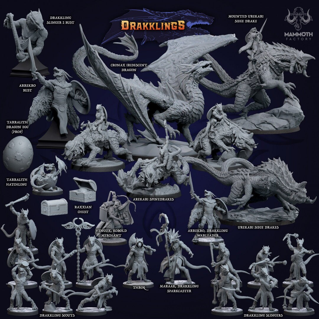 Maraak Drakkling Sparkcaster | Mammoth Factory | Drakklings of Dragon's Keep | RESIN | Fantasy | DnD | RPG| Tabletop| Miniature | Dragonborn