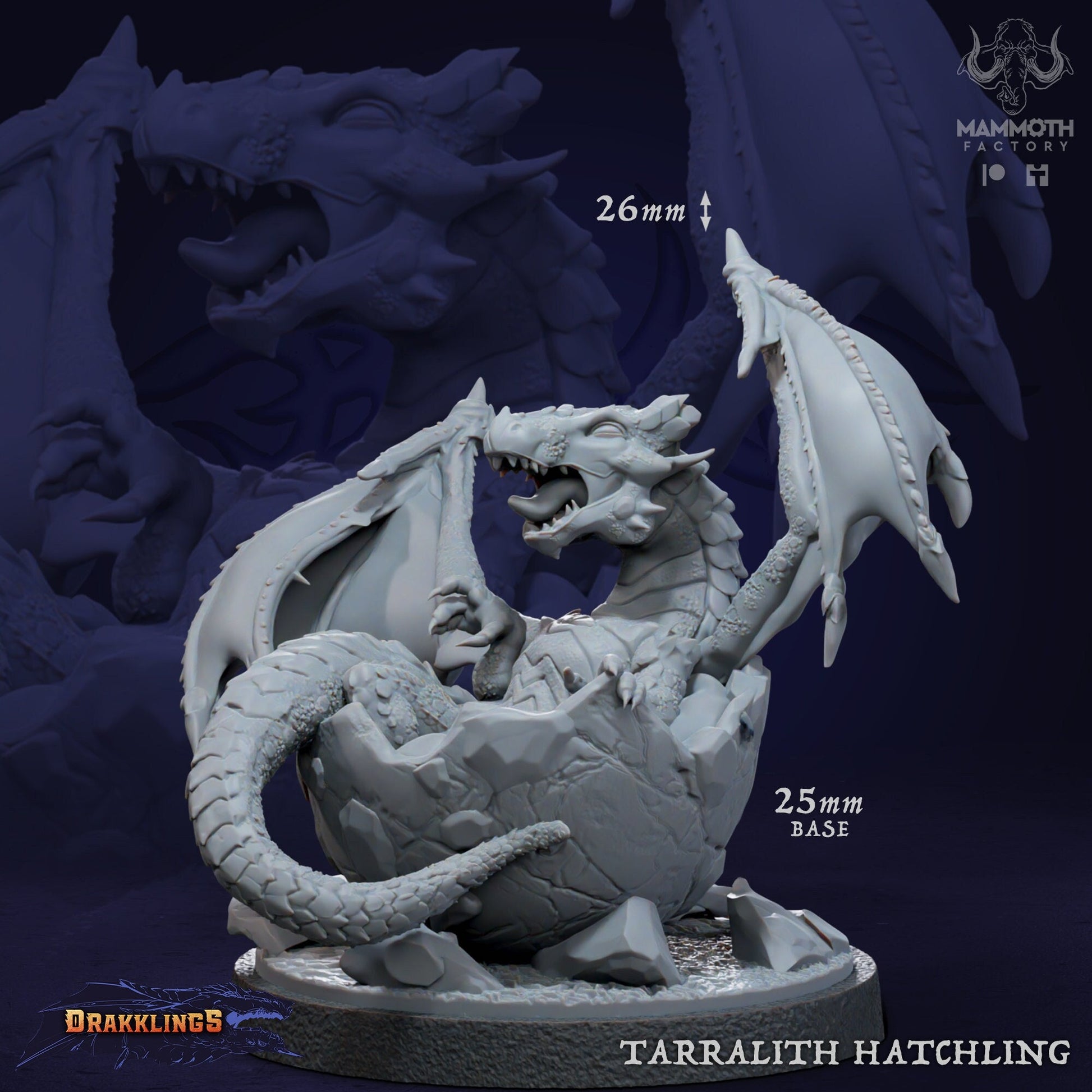 Tarralith Hatchling | Mammoth Factory | Drakklings of Dragon's Keep | RESIN | Fantasy | DnD | RPG| Tabletop| Miniature | Dragonborn