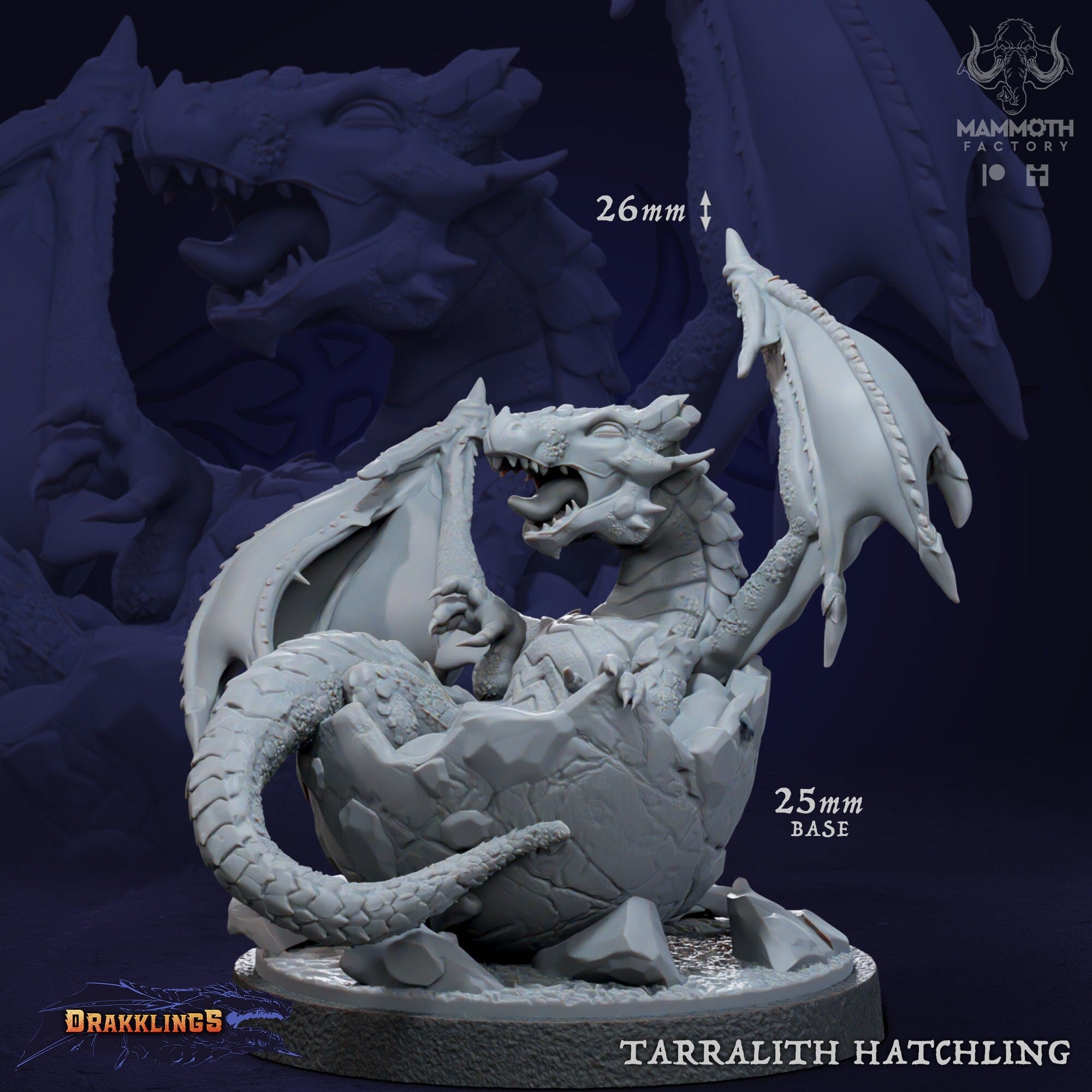 Tarralith Hatchling | Mammoth Factory | Drakklings of Dragon's Keep | RESIN | Fantasy | DnD | RPG| Tabletop| Miniature | Dragonborn