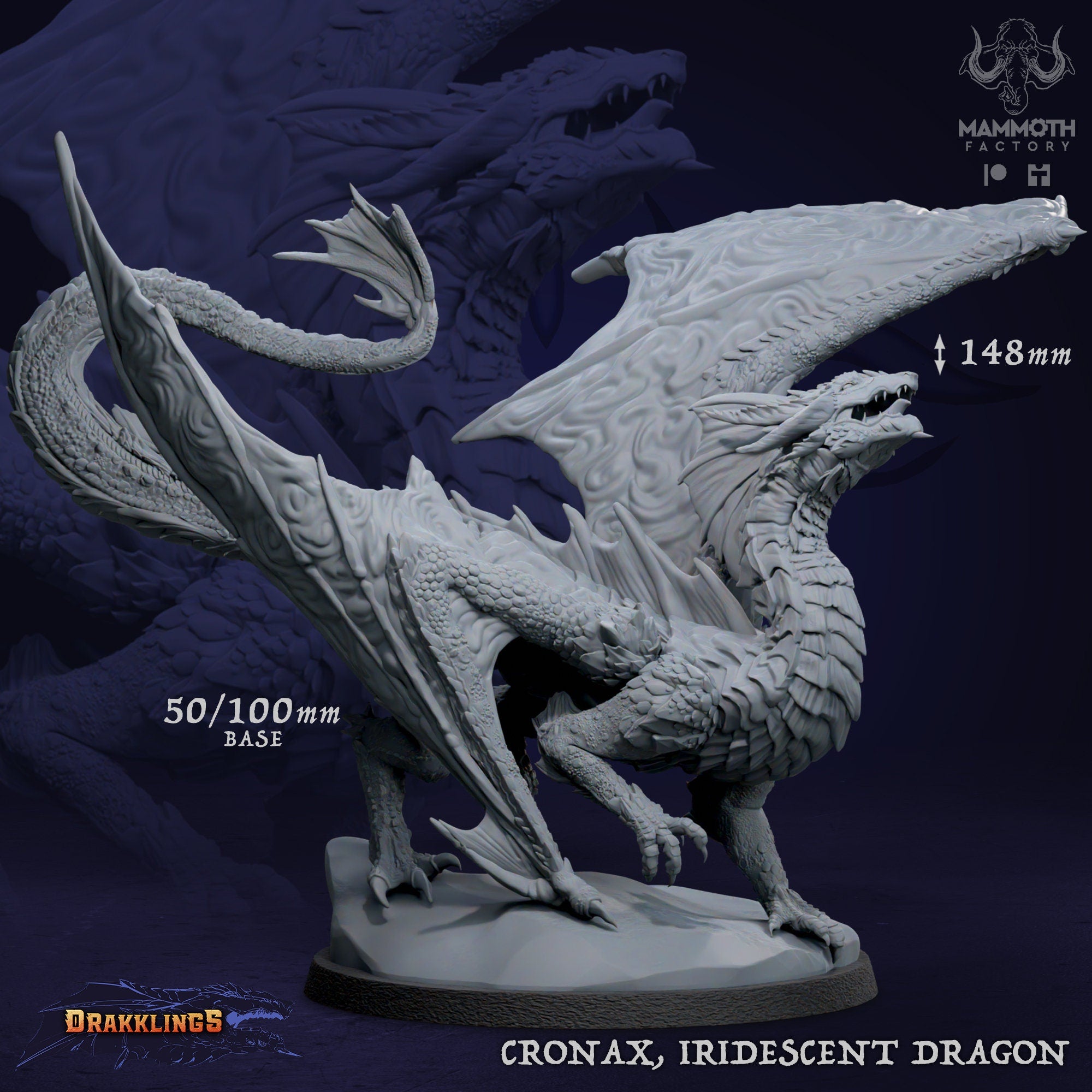 Cronax, Iridescent Dragon | Mammoth Factory | Drakklings of Dragon's Keep | RESIN | Fantasy | DnD | RPG| Miniature | Dragon | BBEG