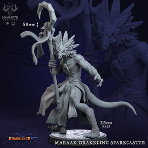 Maraak Drakkling Sparkcaster | Mammoth Factory | Drakklings of Dragon's Keep | Fantasy | DnD | RPG| Tabletop| Miniature | Dragonborn
