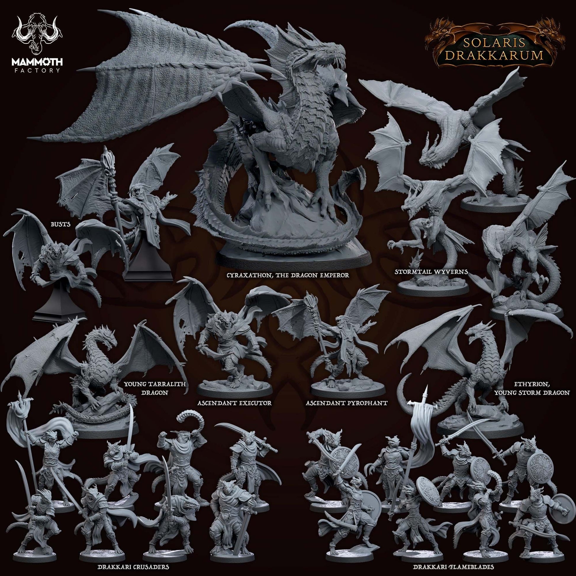 Young Tarralith Dragon | Mammoth Factory | Solaris Drakkarum | RESIN | Fantasy | DnD | RPG | Tabletop | Gaming Miniatures | Dragon