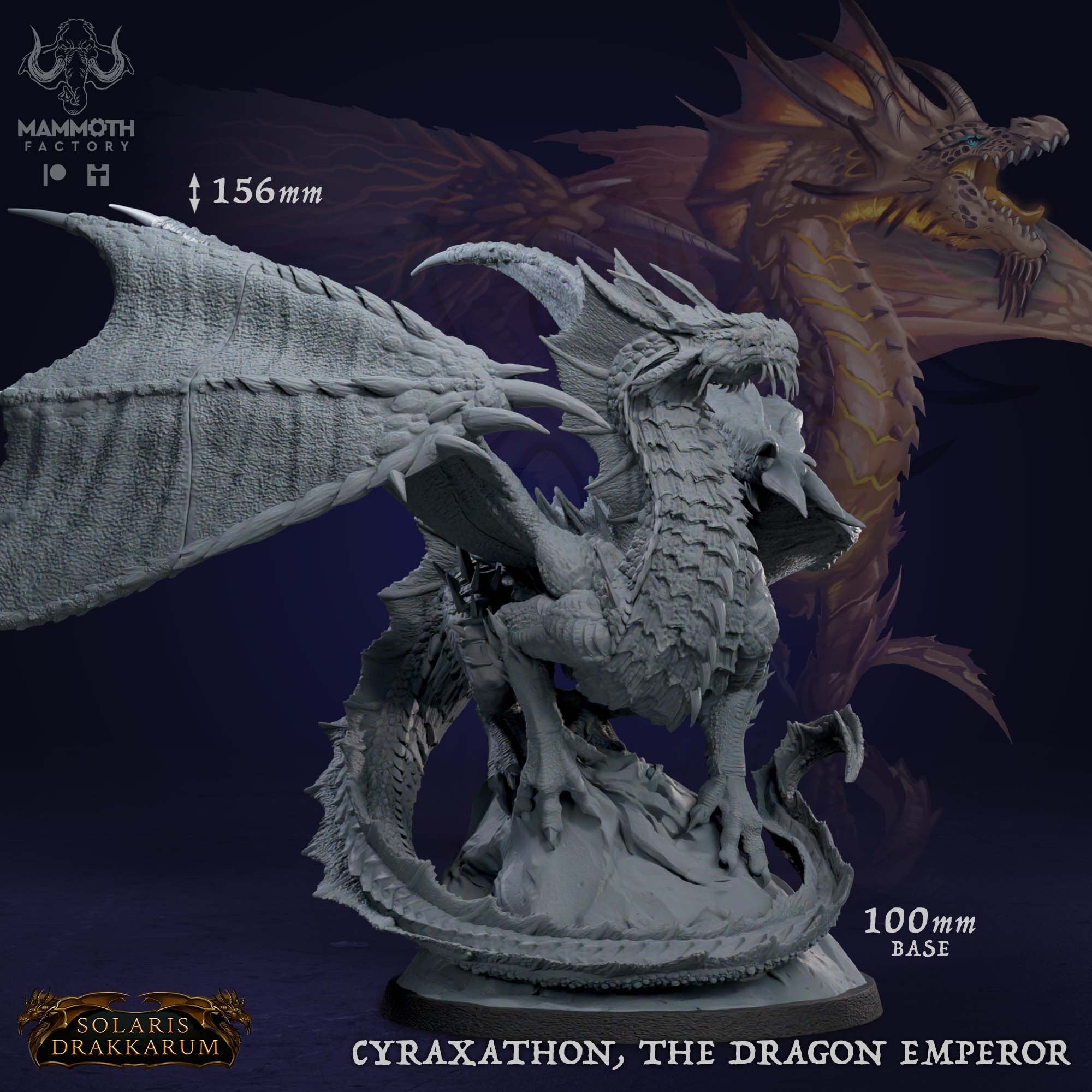 Cyraxathon, the Dragon Emperor | Mammoth Factory | Solaris Drakkarum | RESIN | Fantasy | DnD | RPG | Tabletop | Gaming Miniatures | Dragon