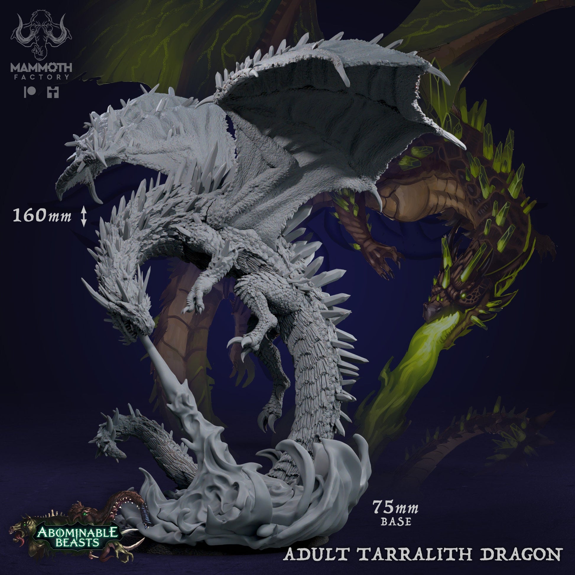 Tarralith Dragon | Mammoth Factory | Abominable Beasts | RESIN | Fantasy | DnD | RPG | Tabletop | Gaming Miniatures | Dragon