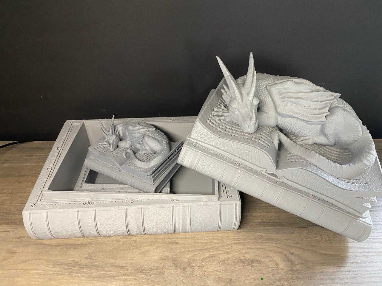 Book Dragon Dice Jail or Vault | Fates End | 3D Printed | Fantasy | DnD | RPG | Roleplay Gaming | MTG Magic Card Box | Jewelry Box