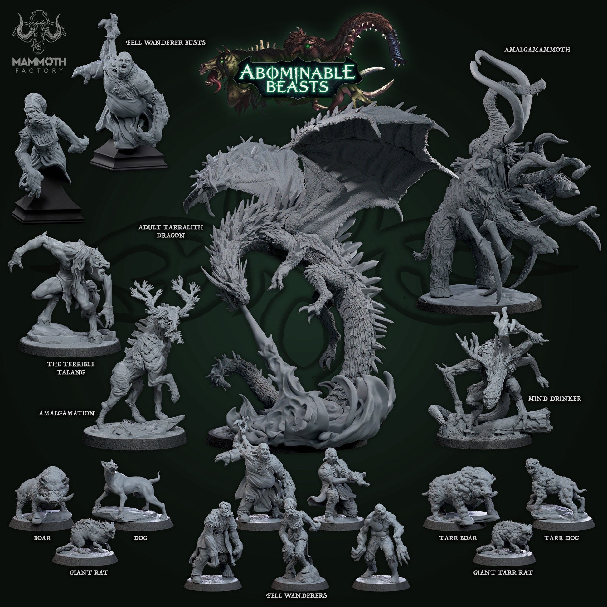 Tarralith Dragon | Mammoth Factory | Abominable Beasts | RESIN | Fantasy | DnD | RPG | Tabletop | Gaming Miniatures | Dragon