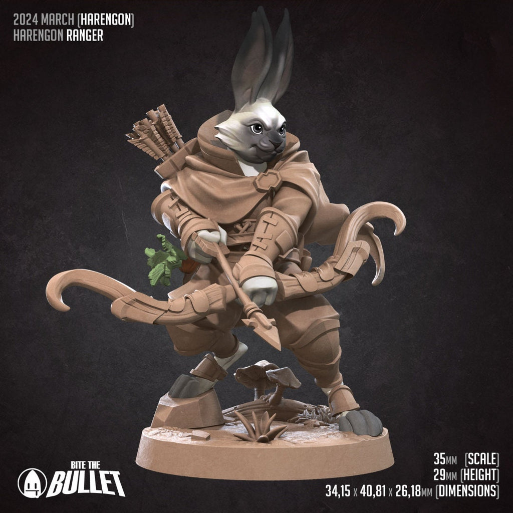 Harengon Ranger | Bite the Bullet | Harengon| RESIN | Fantasy | DnD | RPG | Tabletop | Gaming Miniatures | Character Model | Harengon