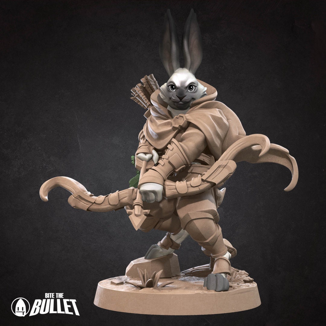 Harengon Ranger | Bite the Bullet | Harengon| RESIN | Fantasy | DnD | RPG | Tabletop | Gaming Miniatures | Character Model | Harengon