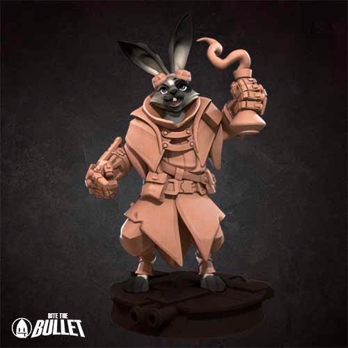 Harengon Artificer | Bite the Bullet | Harengon| RESIN | Fantasy | DnD | RPG | Tabletop | Gaming Miniatures | Character Model | Harengon