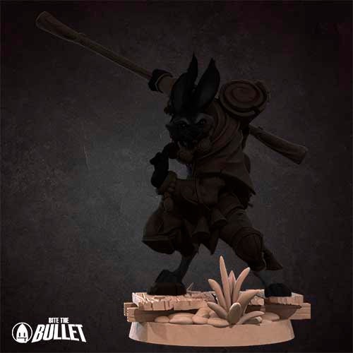 Harengon Monk | Bite the Bullet | Harengon| RESIN | Fantasy | DnD | RPG | Tabletop | Gaming Miniatures | Character Model | Harengon