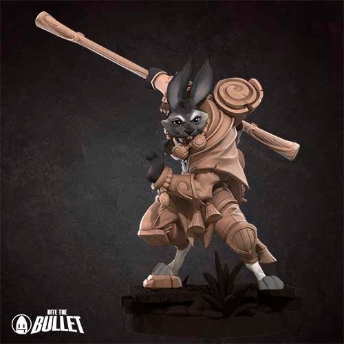 Harengon Monk | Bite the Bullet | Harengon| RESIN | Fantasy | DnD | RPG | Tabletop | Gaming Miniatures | Character Model | Harengon