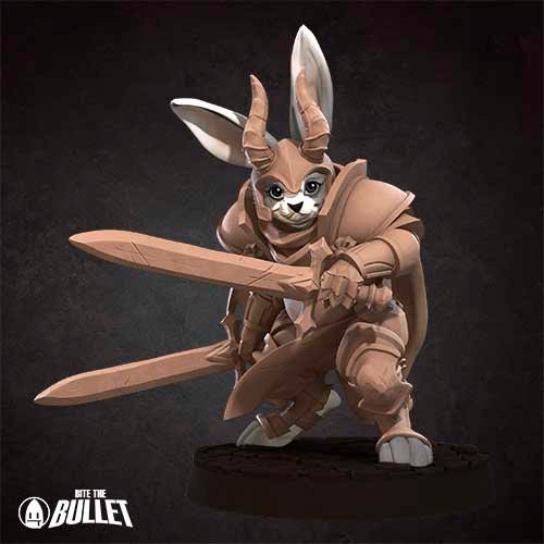 Harengon Warrior | Bite the Bullet | Harengon| RESIN | Fantasy | DnD | RPG | Tabletop | Gaming Miniatures | Character Model | Harengon