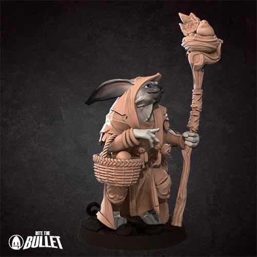 Harengon Druid | Bite the Bullet | Harengon| RESIN | Fantasy | DnD | RPG | Tabletop | Gaming Miniatures | Character Model | Harengon