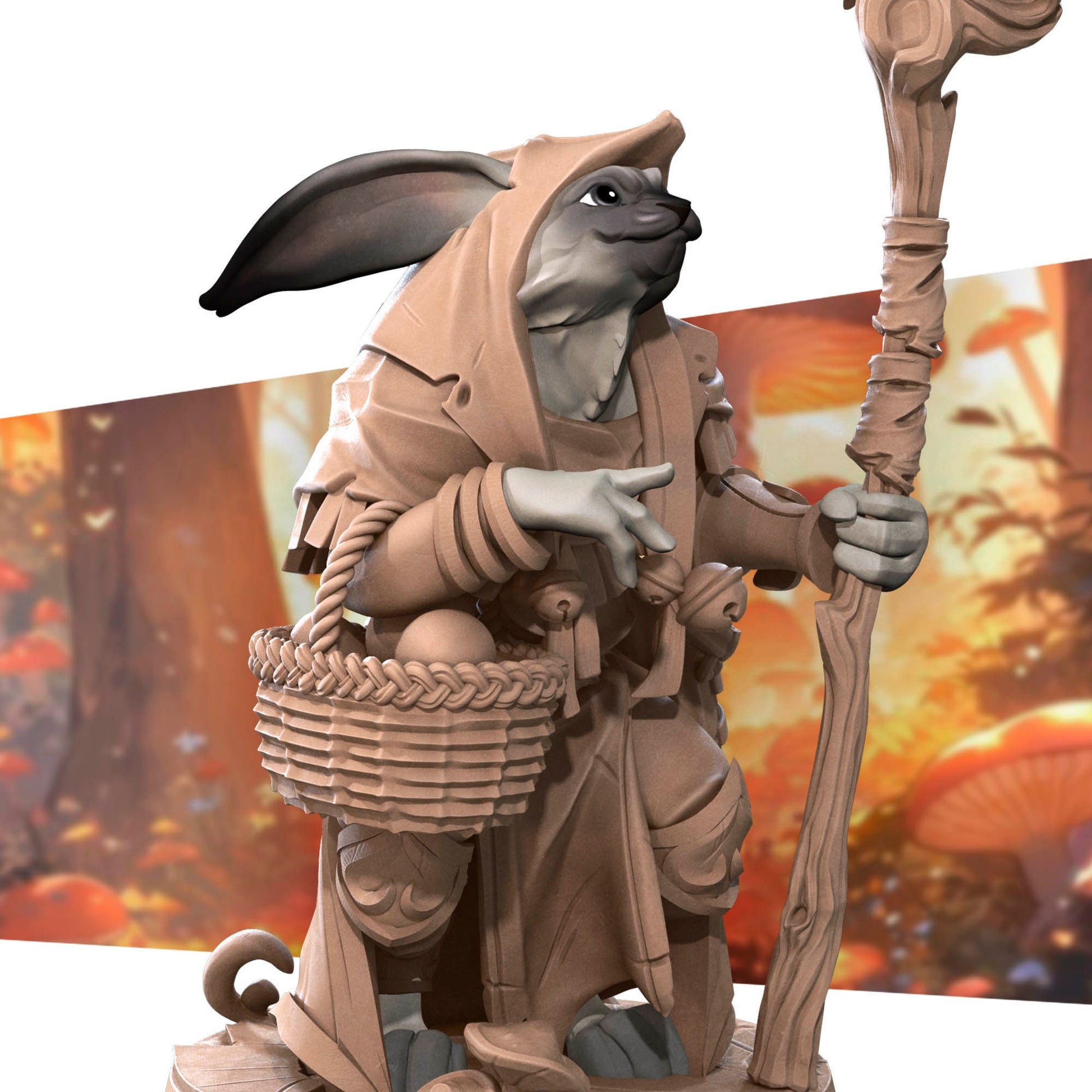 Harengon Druid | Bite the Bullet | Harengon| RESIN | Fantasy | DnD | RPG | Tabletop | Gaming Miniatures | Character Model | Harengon