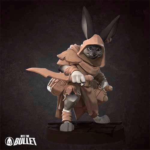 Harengon Rogue | Bite the Bullet | Harengon| RESIN | Fantasy | DnD | RPG | Tabletop | Gaming Miniatures | Character Model | Harengon