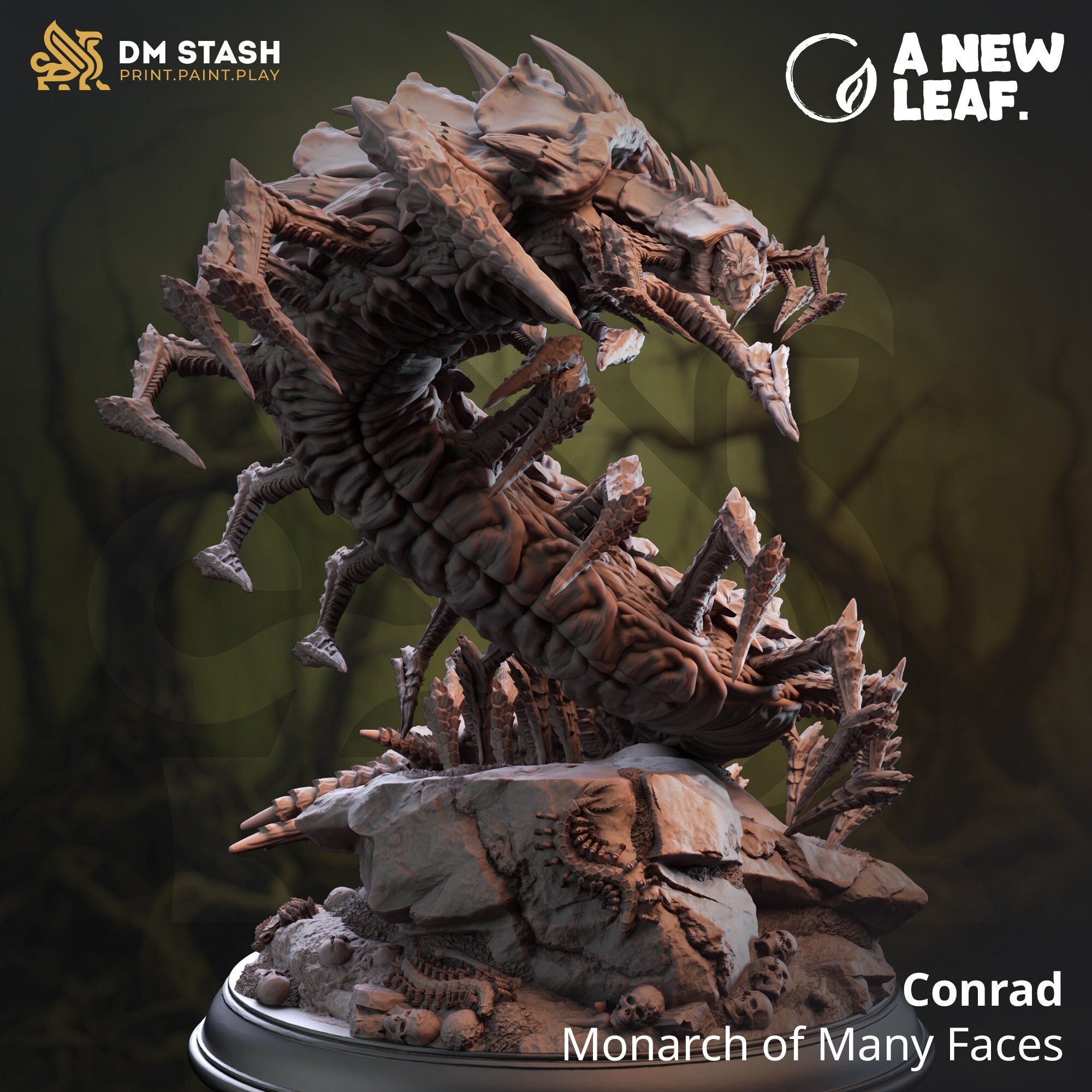 Conrad - Monarch of Many Faces | DM Stash | Lifting the Veil | Resin | Fantasy | DnD | RPG | Tabletop | Miniature | Centipede | 75mm Base