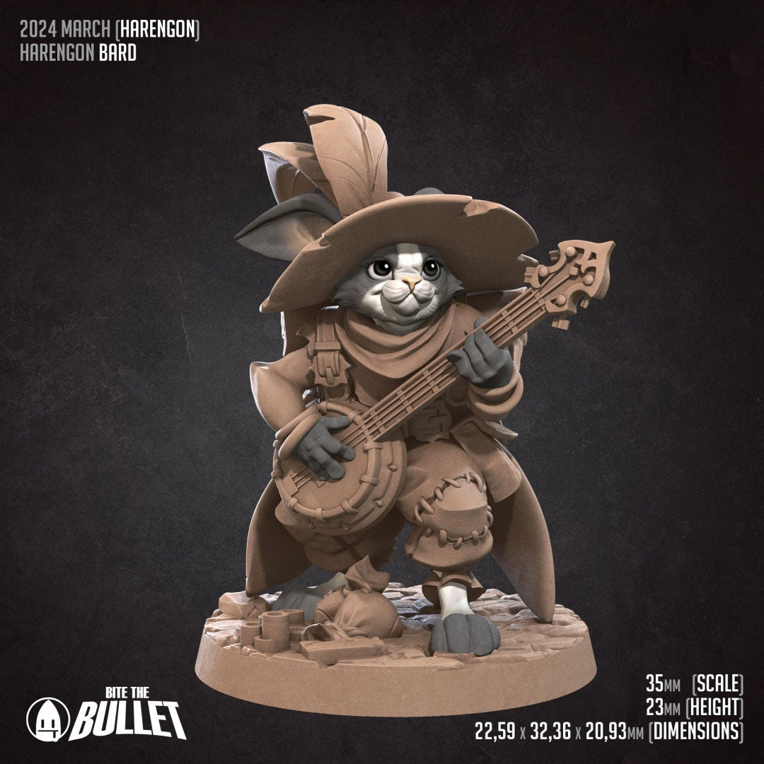 Harengon Bard | Bite the Bullet | Harengon| RESIN | Fantasy | DnD | RPG | Tabletop | Gaming Miniatures | Character Model | Harengon