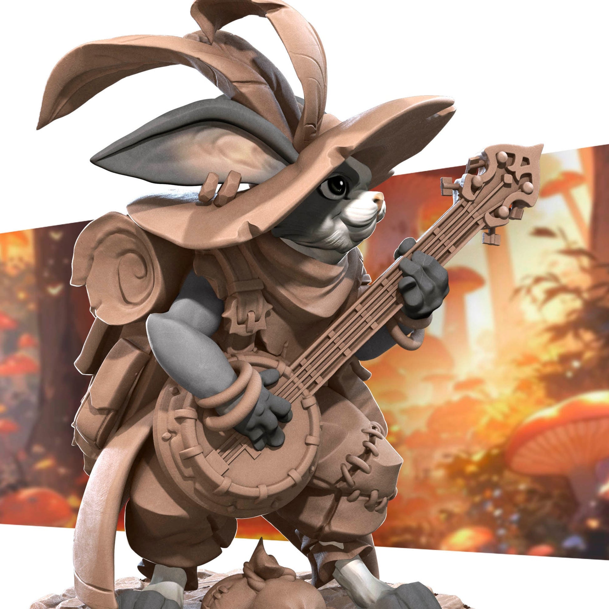 Harengon Bard | Bite the Bullet | Harengon| RESIN | Fantasy | DnD | RPG | Tabletop | Gaming Miniatures | Character Model | Harengon